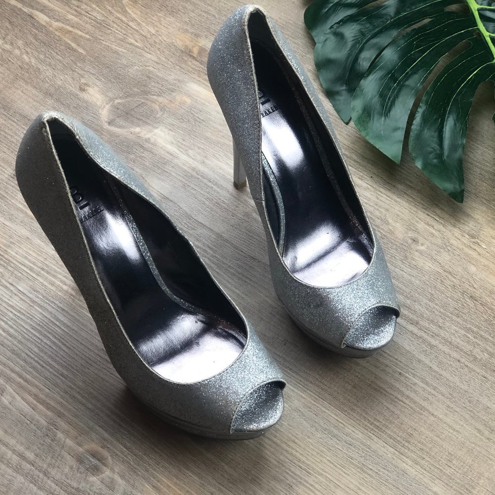 Bakers Silver Glitter Heels Size  7